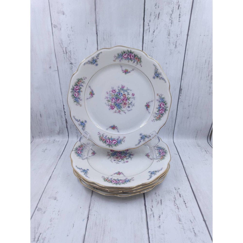 Annette Salad/ Dessert Plates By Haas-Czjzek Coronado 4 Floral Pinks Blue Yellow